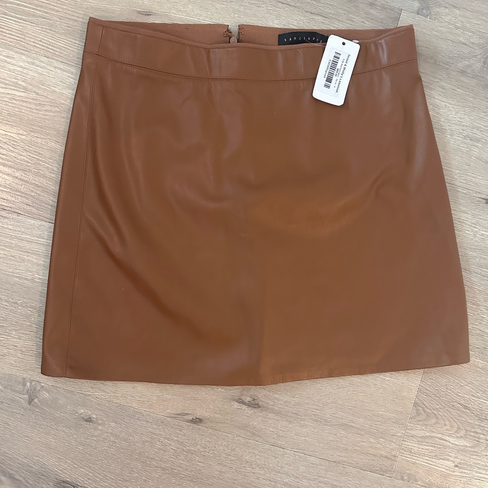 Sanctuary Nude Brown Faux Leather Skirt